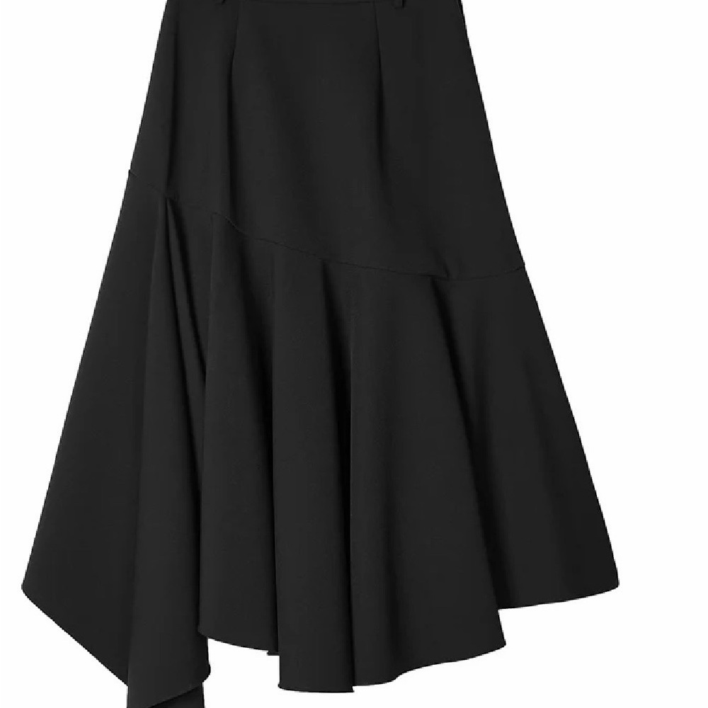 NWT JNBY Small Assymetrical Hem Stretch Artsy Ruffled Midi Black Skirt - Picture 4 of 14
